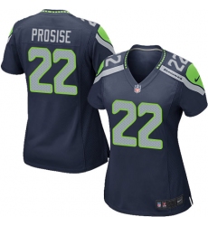 Women's Nike Seattle Seahawks #22 C. J. Prosise Game Steel Blue Team Color NFL Jersey