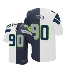 Men's Nike Seattle Seahawks #90 Jarran Reed Elite Navy/White Split Fashion NFL Jersey