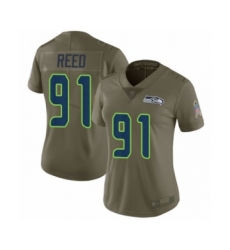 Women's Seattle Seahawks #91 Jarran Reed Limited Olive 2017 Salute to Service Football Jersey