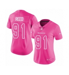 Women's Seattle Seahawks #91 Jarran Reed Limited Pink Rush Fashion Football Jersey