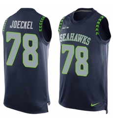 Men's Nike Seattle Seahawks #78 Luke Joeckel Limited Steel Blue Player Name & Number Tank Top NFL Jersey