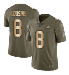 Men's Nike Washington Redskins #8 Kirk Cousins Limited Olive/Gold 2017 Salute to Service NFL Jersey