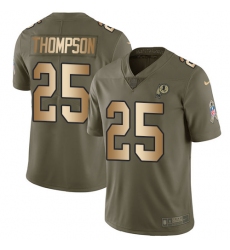 Youth Nike Washington Redskins #25 Chris Thompson Limited Olive/Gold 2017 Salute to Service NFL Jersey