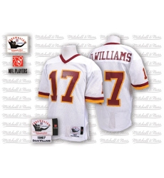 Mitchell and Ness Washington Redskins #17 Doug Williams White With 50TH Anniversary Patch Authentic Throwback NFL Jersey