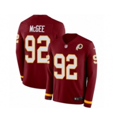 Youth Nike Washington Redskins #92 Stacy McGee Limited Burgundy Therma Long Sleeve NFL Jersey