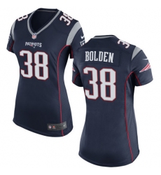 Women's Nike New England Patriots #38 Brandon Bolden Game Navy Blue Team Color NFL Jersey