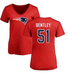 NFL Women's Nike New England Patriots #51 Ja'Whaun Bentley Red Name & Number Logo Slim Fit T-Shirt