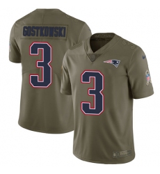 Men's Nike New England Patriots #3 Stephen Gostkowski Limited Olive 2017 Salute to Service NFL Jersey