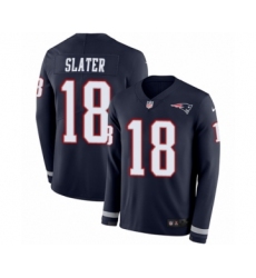 Men's Nike New England Patriots #18 Matthew Slater Limited Navy Blue Therma Long Sleeve NFL Jersey