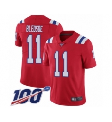 Men's New England Patriots #11 Drew Bledsoe Red Alternate Vapor Untouchable Limited Player 100th Season Football Jersey