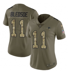 Women's Nike New England Patriots #11 Drew Bledsoe Limited Olive/Camo 2017 Salute to Service NFL Jersey