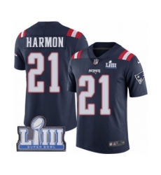 Men's Nike New England Patriots #21 Duron Harmon Limited Navy Blue Rush Vapor Untouchable Super Bowl LIII Bound NFL Jersey