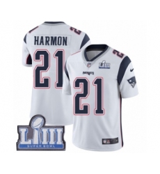 Youth Nike New England Patriots #21 Duron Harmon White Vapor Untouchable Limited Player Super Bowl LIII Bound NFL Jersey