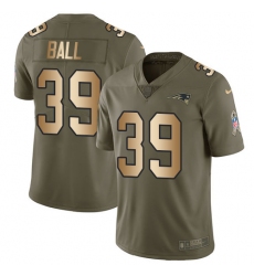 Men's Nike New England Patriots #39 Montee Ball Limited Olive/Gold 2017 Salute to Service NFL Jersey