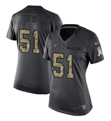 Women's Nike New Orleans Saints #51 Manti Te'o Limited Black 2016 Salute to Service NFL Jersey