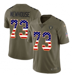 Youth Nike Oakland Raiders #73 Marshall Newhouse Limited Olive/USA Flag 2017 Salute to Service NFL Jersey