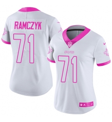 Women's Nike New Orleans Saints #71 Ryan Ramczyk Limited White/Pink Rush Fashion NFL Jersey