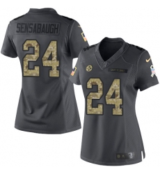 Women's Nike Pittsburgh Steelers #24 Coty Sensabaugh Limited Black 2016 Salute to Service NFL Jersey