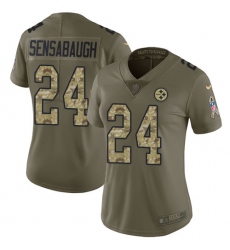 Women's Nike Pittsburgh Steelers #24 Coty Sensabaugh Limited Olive/Camo 2017 Salute to Service NFL Jersey
