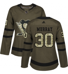 Women's Reebok Pittsburgh Penguins #30 Matt Murray Authentic Green Salute to Service NHL Jersey