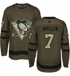 Youth Reebok Pittsburgh Penguins #7 Joe Mullen Authentic Green Salute to Service NHL Jersey