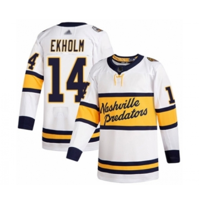 Men's Nashville Predators #14 Mattias Ekholm Authentic White 2020 Winter Classic Hockey Jersey