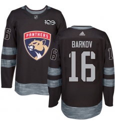 Men's Adidas Florida Panthers #16 Aleksander Barkov Authentic Black 1917-2017 100th Anniversary NHL Jersey