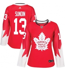 Women's Adidas Toronto Maple Leafs #13 Mats Sundin Authentic Red Alternate NHL Jersey