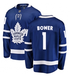 Youth Toronto Maple Leafs #1 Johnny Bower Fanatics Branded Royal Blue Home Breakaway NHL Jersey