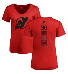 NHL Women's Adidas New Jersey Devils #30 Martin Brodeur Red One Color Backer T-Shirt