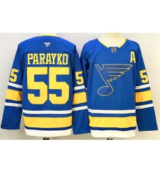 Men's St. Louis Blues #55 Colton Parayko Blue 2025 With A Stitched Hockey Jersey