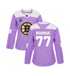 Women's Boston Bruins #77 Ray Bourque Authentic Purple Fights Cancer Practice 2019 Stanley Cup Final Bound Hockey Jersey