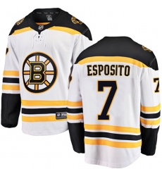 Youth Boston Bruins #7 Phil Esposito Authentic White Away Fanatics Branded Breakaway NHL Jersey