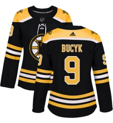 Women's Adidas Boston Bruins #9 Johnny Bucyk Premier Black Home NHL Jersey