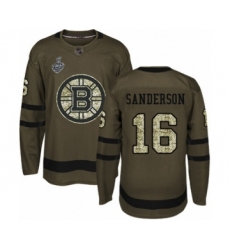 Men's Boston Bruins #16 Derek Sanderson Authentic Green Salute to Service 2019 Stanley Cup Final Bound Hockey Jersey