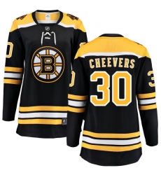 Women's Boston Bruins #30 Gerry Cheevers Authentic Black Home Fanatics Branded Breakaway NHL Jersey