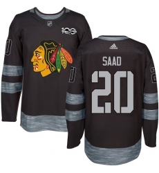 Men's Adidas Chicago Blackhawks #20 Brandon Saad Authentic Black 1917-2017 100th Anniversary NHL Jersey