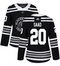 Women's Adidas Chicago Blackhawks #20 Brandon Saad Authentic Black 2019 Winter Classic NHL Jersey