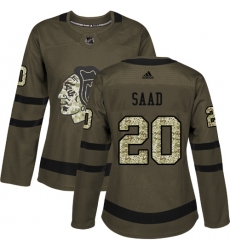 Women's Reebok Chicago Blackhawks #20 Brandon Saad Authentic Green Salute to Service NHL Jersey