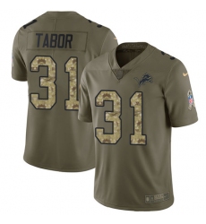 Men's Nike Detroit Lions #31 Teez Tabor Limited Olive Camo Salute to Service NFL Jersey