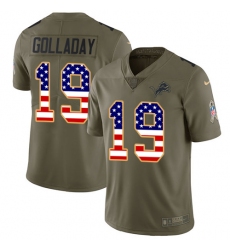 Youth Nike Detroit Lions #19 Kenny Golladay Limited Olive/USA Flag Salute to Service NFL Jersey