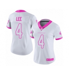 Women's Arizona Cardinals #4 Andy Lee Limited White Pink Rush Fashion Football Jersey