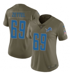 Women's Nike Detroit Lions #69 Anthony Zettel Limited Olive 2017 Salute to Service NFL Jersey