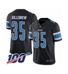 Men's Detroit Lions #35 Miles Killebrew Limited Black Rush Vapor Untouchable 100th Season Football Jersey