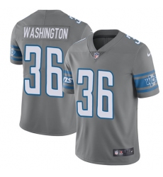 Men's Nike Detroit Lions #36 Dwayne Washington Elite Steel Rush Vapor Untouchable NFL Jersey