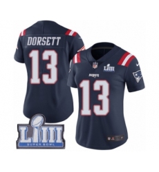 Women's Nike New England Patriots #13 Phillip Dorsett Limited Navy Blue Rush Vapor Untouchable Super Bowl LIII Bound NFL Jersey