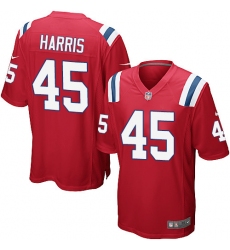 Men's Nike New England Patriots #45 David Harris Game Red Alternate NFL Jersey