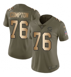 Women's Nike Chicago Bears #76 Tom Compton Limited Olive/Gold Salute to Service NFL Jersey