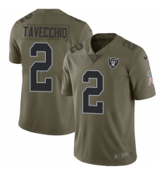 Youth Nike Oakland Raiders #2 Giorgio Tavecchio Limited Olive 2017 Salute to Service NFL Jersey