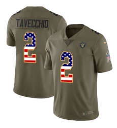 Youth Nike Oakland Raiders #2 Giorgio Tavecchio Limited Olive/USA Flag 2017 Salute to Service NFL Jersey
